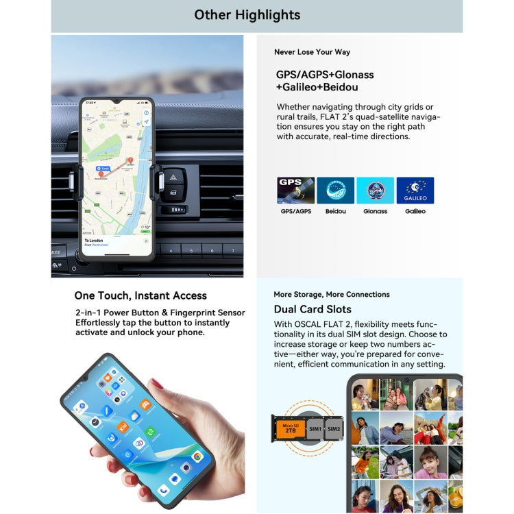 Blackview Oscal FLAT 2, 4GB+128GB, 6.6 inch Android 14 Unisoc T606 Octa Core, Network: 4G (Ripple Blue) - Blackview by Blackview | Online Shopping UK | buy2fix