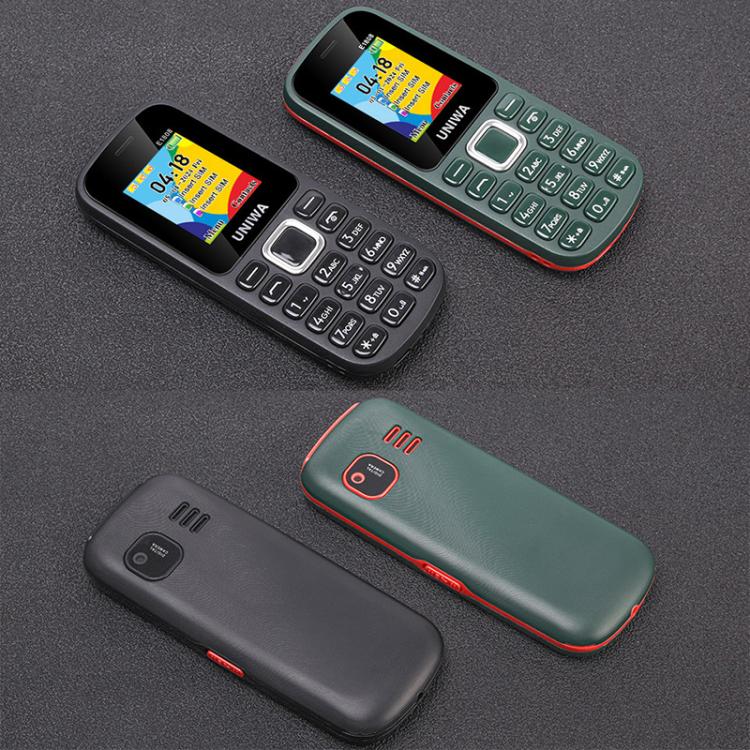 UNIWA E1808 Elder Keypad Phone, 1.77 inch SC6531E, LED Flashlight, 21 Keys, Network: 2G, Triple SIM, EU Plug (Black) - UNIWA by UNIWA | Online Shopping UK | buy2fix