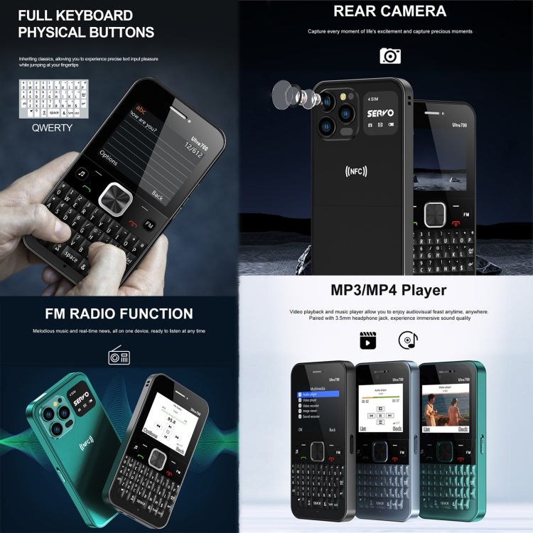 SERVO U700, 2.4 inch, MTK6261D, 58 Full Keyboards, Support Bluetooth, FM, NFC, Quick Dial, Flashlight, GSM, Quad SIM (Green) - SERVO by SERVO | Online Shopping UK | buy2fix