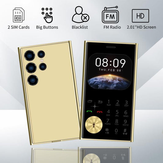 V8 Card Mobile Phone, 2.01 inch, MTK6261D, Support Bluetooth, FM, Torch, GSM, Dual SIM (Gold) - Others by buy2fix | Online Shopping UK | buy2fix