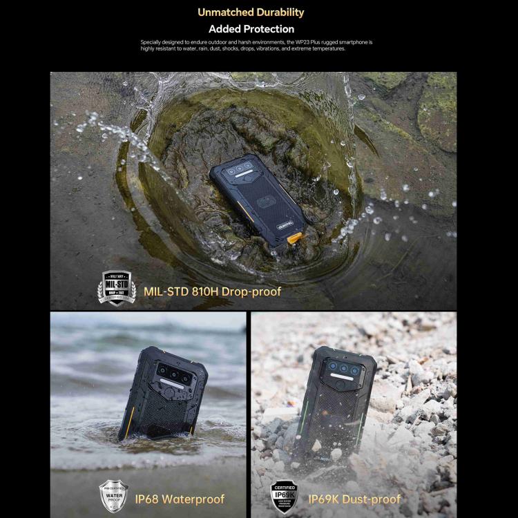 Oukitel WP23 Plus Rugged Phone, 8GB+256GB, 6.52 inch Android 14.0Unisoc T606 Octa-core, NFC, OTG, Network: 4G (Black) - OUKITEL by OUKITEL | Online Shopping UK | buy2fix