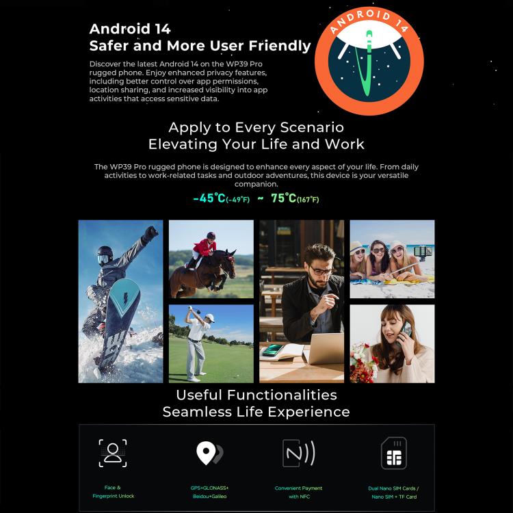 Oukitel WP39 Pro 5G Rugged Phone, 12GB+512GB, Night Vision, Fingerprint Identification, 6.6 inch Android 14 MediaTek Dimensity 6300 Octa Core, NFC, OTG, Network: 5G (Grey) - OUKITEL by OUKITEL | Online Shopping UK | buy2fix