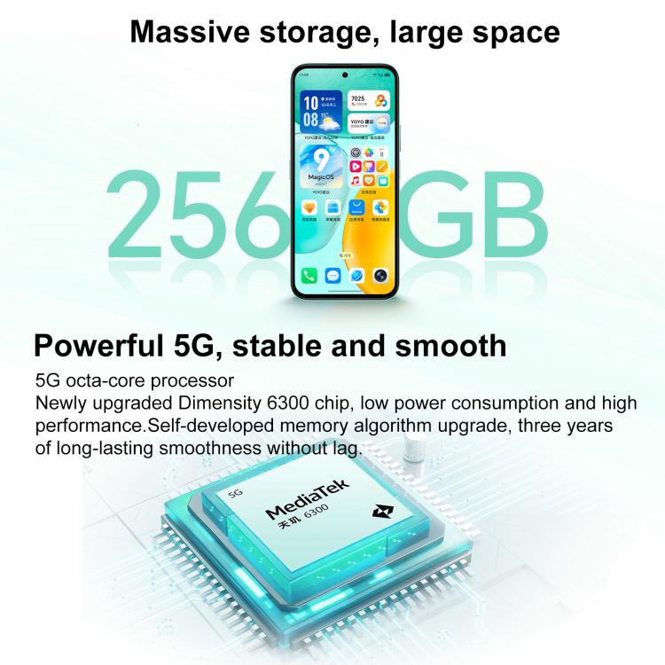 Honor Play 60, 8GB+256GB, Side Fingerprint, 6.61 inch MagicOS 9.0 Dimensity 6300 Octa Core, Network: 5G, OTG (Cyan) - Honor by HONOR | Online Shopping UK | buy2fix