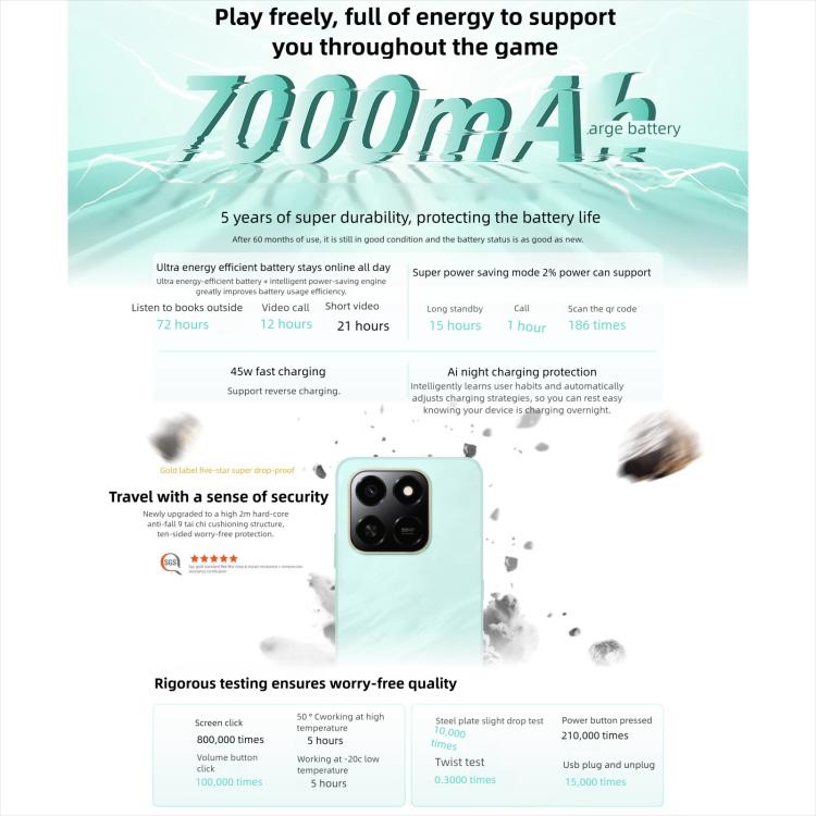 Honor Play10T, 8GB+256GB, Side Fingerprint, 6.8 inch Android 15 Magic OS 9.0 Snapdragon 6s Gen 3 Octa Core, Network: 5G (White) - Honor by HONOR | Online Shopping UK | buy2fix
