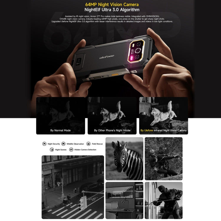 Ulefone Armor 27T Pro Rugged Phone, Thermal Imaging, 12GB+256GB, Night Vision, 10600mAh, 6.78 inch Android 14 MediaTek Dimensity 6300 Octa Core, Network: 5G, NFC (Black) - Ulefone by buy2fix | Online Shopping UK | buy2fix