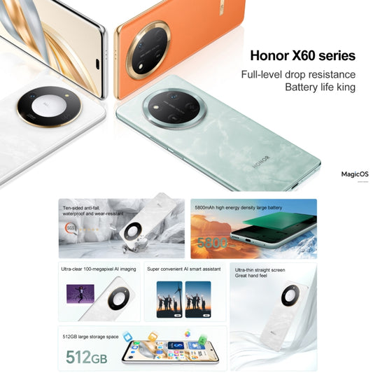 Honor X60, 8GB+256GB, Side Fingerprint, 6.8 inch MagicOS 8.0 Dimensity 7025-Ultra Octa Core, Network: 5G, OTG, Support Google Play (Green) - Honor by HONOR | Online Shopping UK | buy2fix