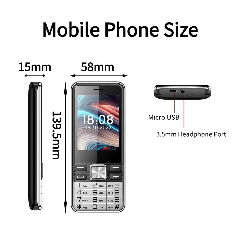 S5630, 2.8 inch, 3000mAh, 21 Key, Support Bluetooth, Flashlight, GSM, Quad SIM (Black) - SERVO by buy2fix | Online Shopping UK | buy2fix