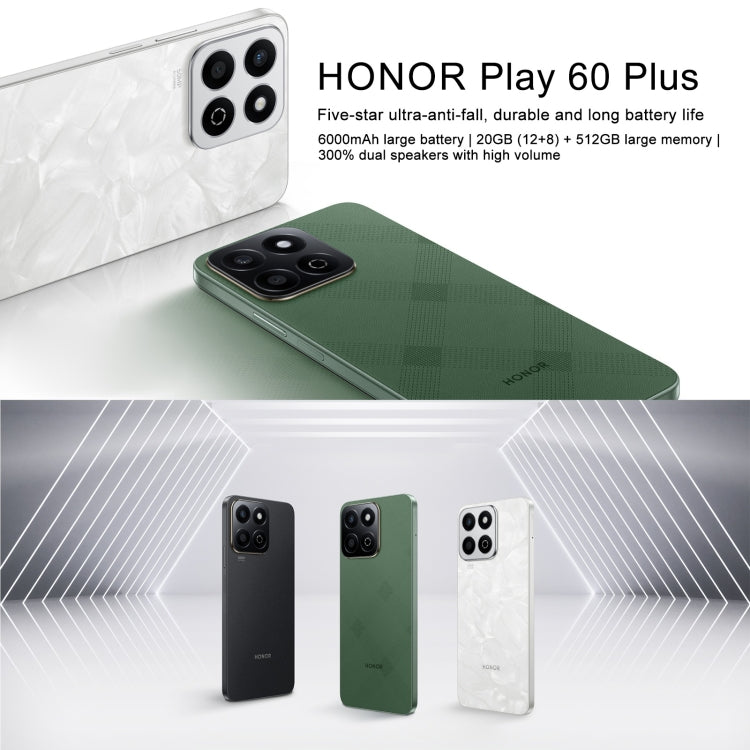 Honor Play 60 Plus 5G, 12GB+256GB, 6.77 inch MagicOS 8.0 Qualcomm Snapdragon 4 Gen2 Octa Core up to 2.2GHz, Network: 5G, OTG, Not Support Google Play (Green) - Honor by HONOR | Online Shopping UK | buy2fix