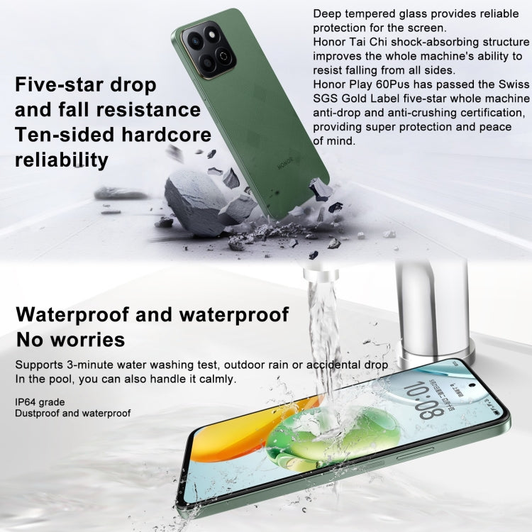 Honor Play 60 Plus 5G, 12GB+256GB, 6.77 inch MagicOS 8.0 Qualcomm Snapdragon 4 Gen2 Octa Core up to 2.2GHz, Network: 5G, OTG, Not Support Google Play (Green) - Honor by HONOR | Online Shopping UK | buy2fix
