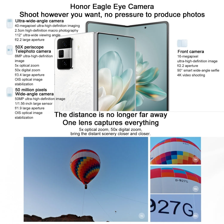 Honor Magic Vs3, 12GB+256GB, Side Fingerprint Identification 7.92 inch + 6.43 inch MagicOS 8.0.1 Snapdragon 8 Gen 2 Octa Core, Network: 5G, OTG, NFC (Black) by HONOR