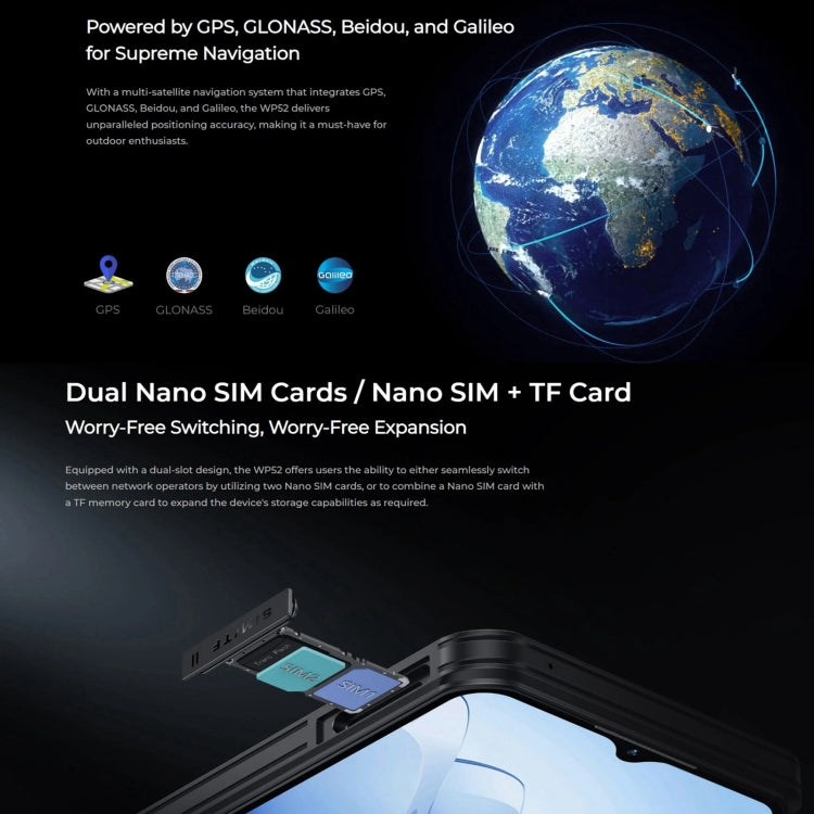 Oukitel WP52 5G Rugged Phone, 4GB+256GB, 6.6 inch Android 14.0 MediaTek Dimensity 6100+ Octa-core, NFC, OTG, Network: 5G (Black) by OUKITEL