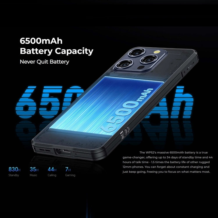 Oukitel WP52 5G Rugged Phone, 4GB+256GB, 6.6 inch Android 14.0 MediaTek Dimensity 6100+ Octa-core, NFC, OTG, Network: 5G (Black) - OUKITEL by OUKITEL | Online Shopping UK | buy2fix