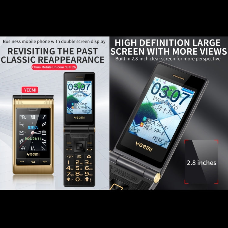 Mafam F10 Dual-screen Flip Phone, 2.8 inch + 2.4 inch, 5900mAh Battery, Support FM, SOS, GSM, Family Number, Big Keys, Dual SIM (Gold) - Others by buy2fix | Online Shopping UK | buy2fix