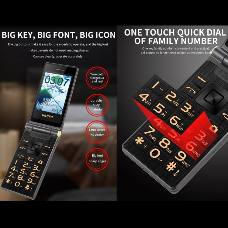 Mafam F10 Dual-screen Flip Phone, 2.8 inch + 2.4 inch, 5900mAh Battery, Support FM, SOS, GSM, Family Number, Big Keys, Dual SIM (Gold) - Others by buy2fix | Online Shopping UK | buy2fix