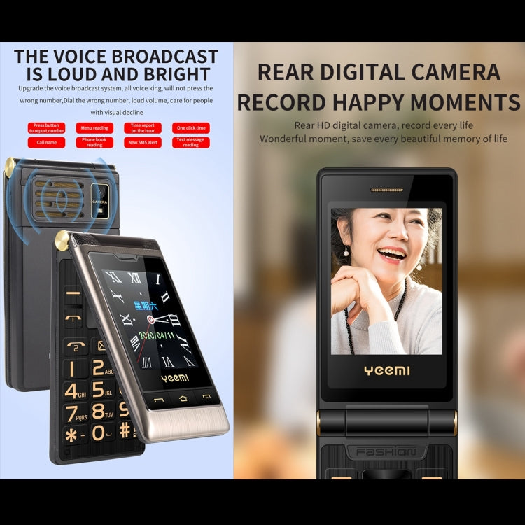 Mafam F10 Dual-screen Flip Phone, 2.8 inch + 2.4 inch, 5900mAh Battery, Support FM, SOS, GSM, Family Number, Big Keys, Dual SIM (Gold) - Others by buy2fix | Online Shopping UK | buy2fix