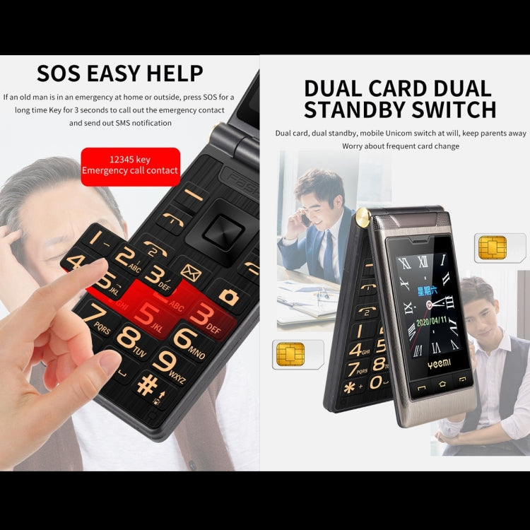 Mafam F10 Dual-screen Flip Phone, 2.8 inch + 2.4 inch, 5900mAh Battery, Support FM, SOS, GSM, Family Number, Big Keys, Dual SIM (Gold) - Others by buy2fix | Online Shopping UK | buy2fix