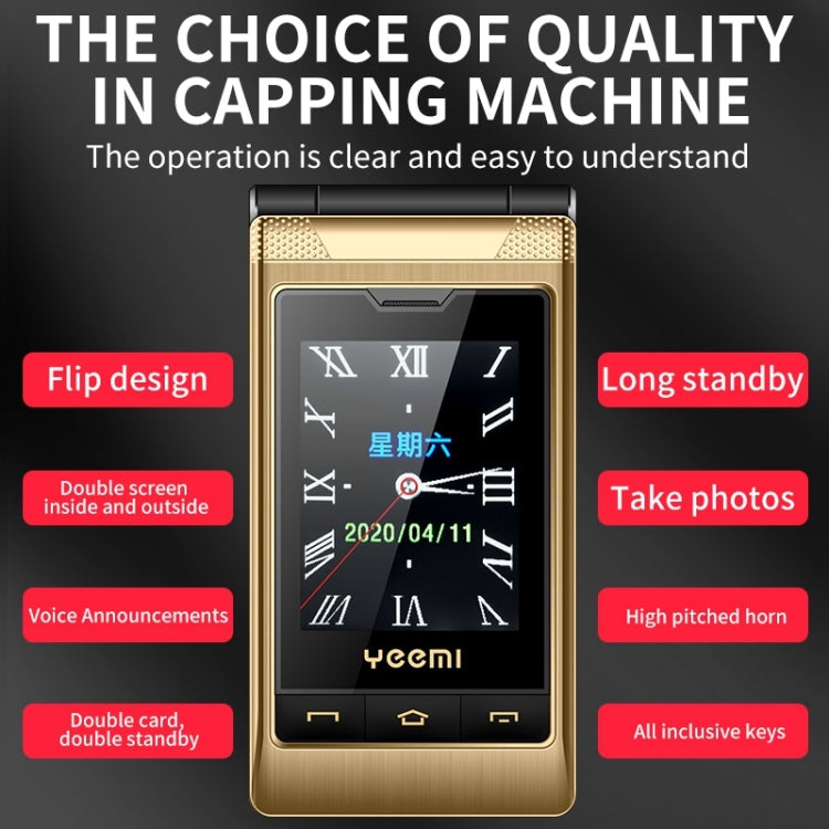 Mafam F10 Dual-screen Flip Phone, 2.8 inch + 2.4 inch, 5900mAh Battery, Support FM, SOS, GSM, Family Number, Big Keys, Dual SIM (Gold) - Others by buy2fix | Online Shopping UK | buy2fix