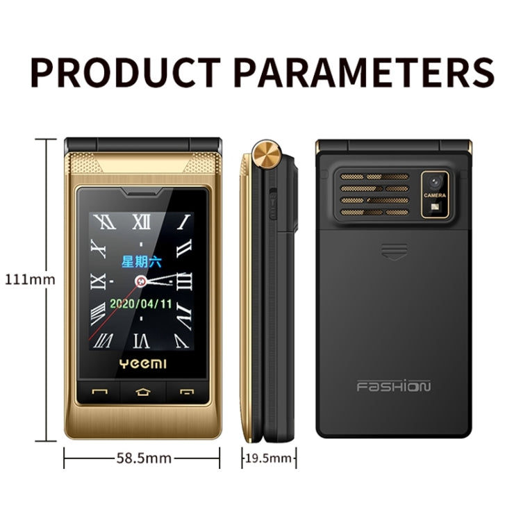 Mafam F10 Dual-screen Flip Phone, 2.8 inch + 2.4 inch, 5900mAh Battery, Support FM, SOS, GSM, Family Number, Big Keys, Dual SIM (Gold) - Others by buy2fix | Online Shopping UK | buy2fix