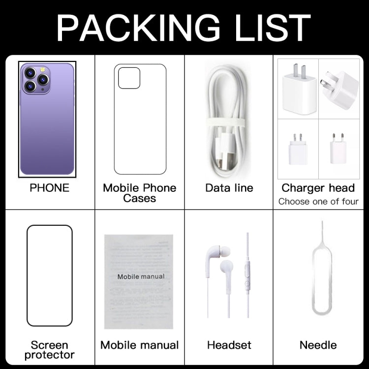 i14 Pro Max / H208, 2GB+16GB, 6.5 inch Dynamic Island Screen, Face Identification, Android 8.1 MTK6580P Quad Core, Network: 3G (Purple) by buy2fix