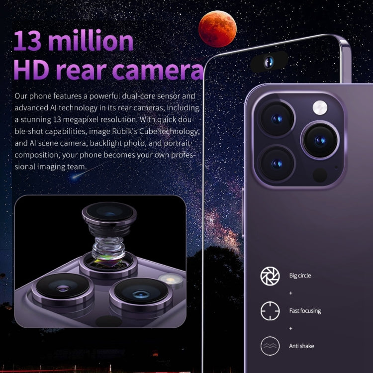 i14ProMax C58, 3GB+64GB, 6.8 inch Screen, Face Identification, Android 8.1 MMTK6737 Quad Core, OTG, Network: 4G (Dark Purple) - by buy2fix | Online Shopping UK | buy2fix