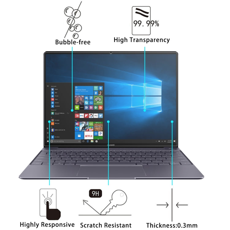 For Huawei MateBook X 0.3mm 9H Surface Hardness Tempered Glass Screen Protector - For Huawei MediaPad by buy2fix | Online Shopping UK | buy2fix