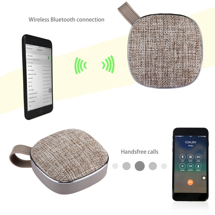 X25 Portable Fabric Design Bluetooth Stereo Speaker with Built-in MIC, Support Hands-free Calls & TF Card & AUX IN, Bluetooth Distance: 10m(Khaki) - Desktop Speaker by buy2fix | Online Shopping UK | buy2fix