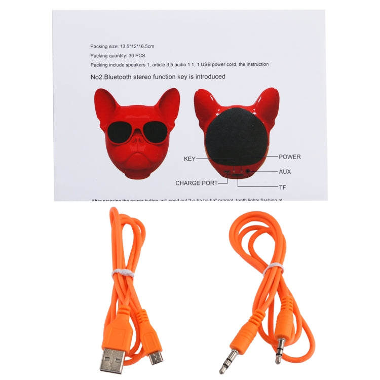 AEROBULL Bulldog Fashion Portable Bluetooth Wireless Stereo Speaker, Support Aux Input & TF Card, For Mobile Phones / Tablets / Laptops, Support TF Card & AUX Input, Bluetooth Distance: 10m(Red) - Desktop Speaker by buy2fix | Online Shopping UK | buy2fix