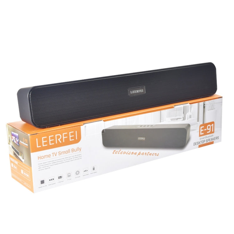 LEERFEI E91 10W Long Bar Shape Dual-speaker Multimedia Radio Bluetooth Audio, Support TF Card / U Disk / 3.5mm AUX, Support TF Card / U Disk / 3.5mm AUX(Black) - Desktop Speaker by buy2fix | Online Shopping UK | buy2fix