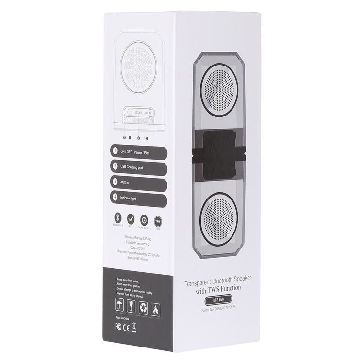 BTS-628 Transparent Bluetooth 4.2 Speaker with TWS Function - Desktop Speaker by buy2fix | Online Shopping UK | buy2fix