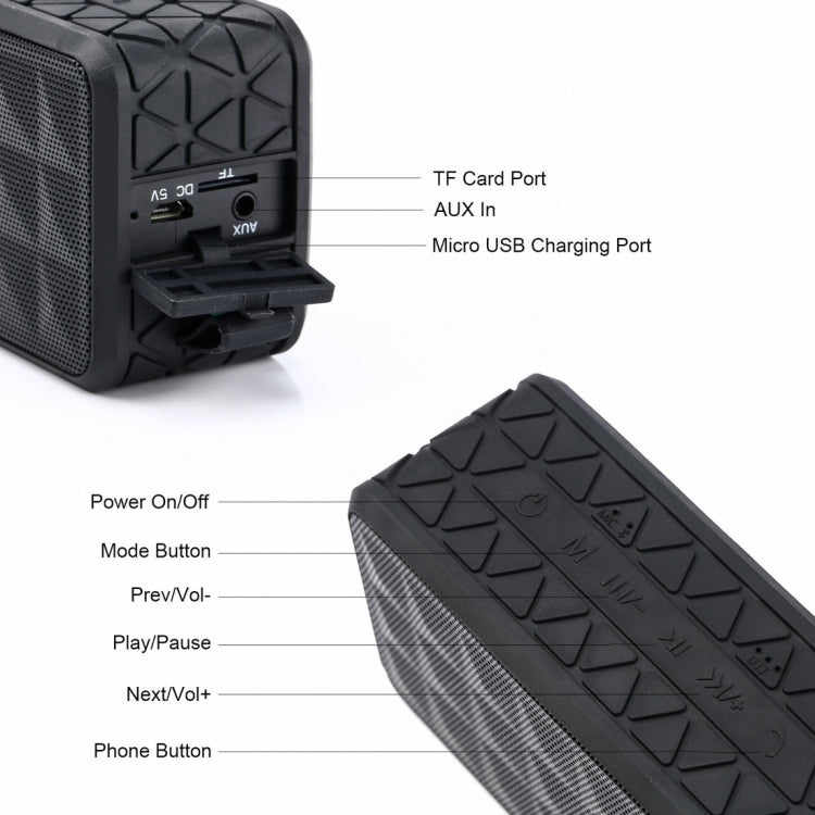 Z18 3ATM Waterproof Bluetooth Speaker with Hanging Hook, Support Hands-free Calls & TF Card & AUX(Black) - Waterproof Speaker by buy2fix | Online Shopping UK | buy2fix
