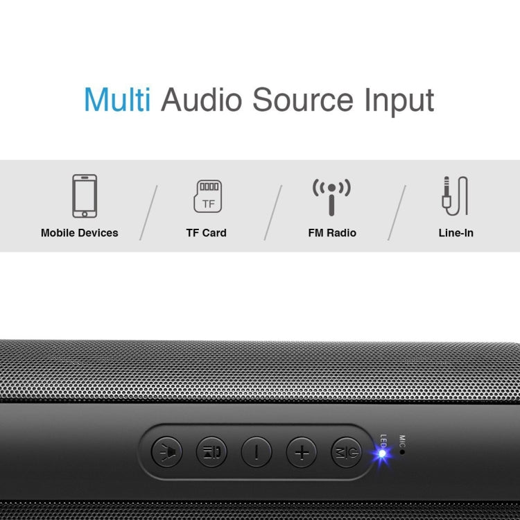 T2 3ATM Waterproof Portable Bluetooth Stereo Speaker, with Built-in MIC & LED & Hanging Hook, Support Hands-free Calls & TF Card, Bluetooth Distance: 10m(Black) - Waterproof Speaker by buy2fix | Online Shopping UK | buy2fix