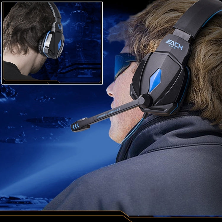 KOTION EACH G4000 USB Version Stereo Gaming Headphone Headset Headband with Microphone Volume Control LED Light for PC Gamer,Cable Length: About 2.2m(Black Yellow) by KOTION EACH