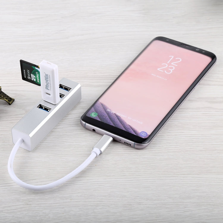 5Gbps Super Speed Self / Bus Power 4 Ports USB 3.0 to USB-C / Type-C HUB Converter (Silver) by buy2fix
