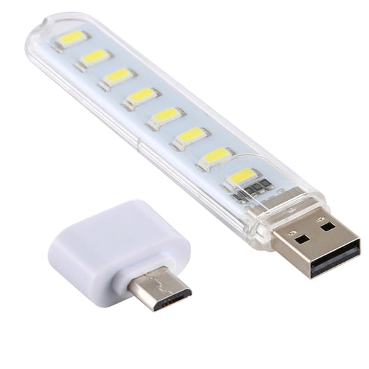 8LEDs 5V 200LM USB LED Book Light Portable Night Light, with Micro Adapter(White Light) by buy2fix