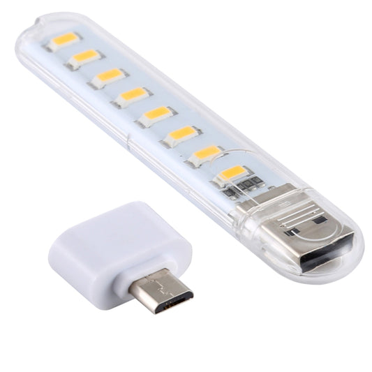 8LEDs 5V 200LM USB LED Book Light Portable Night Light, with Micro Adapter(Warm White) by buy2fix