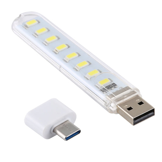 8LEDs 5V 200LM USB LED Book Light Portable Night Light, with Type-C Adapter(White Light) by buy2fix