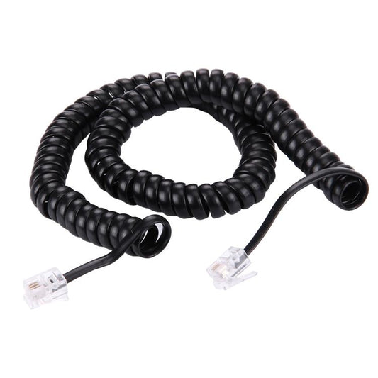 4 Core Male to Male RJ11 Spring Style Telephone Extension Coil Cable Cord Cable, Stretch Length: 5m (Black) - Telephone Cable by buy2fix | Online Shopping UK | buy2fix