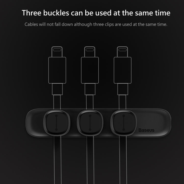 Baseus USB Cable Clip Desk Tidy Organiser Wire Lead Holder with Adhesive Backed(Black) - Cable Ties & Organizers by Baseus | Online Shopping UK | buy2fix