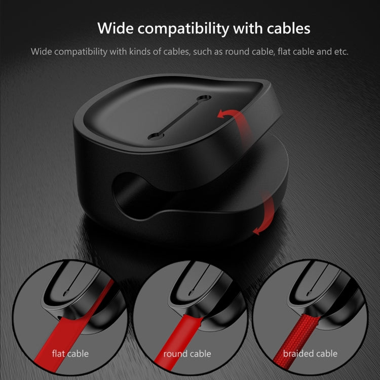 Baseus USB Cable Clip Desk Tidy Organiser Wire Lead Holder with Adhesive Backed(Black) - Cable Ties & Organizers by Baseus | Online Shopping UK | buy2fix