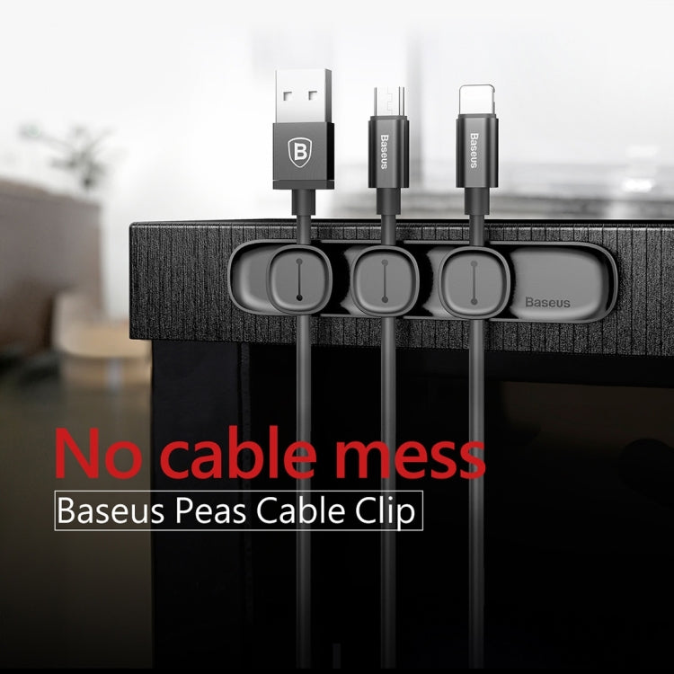 Baseus USB Cable Clip Desk Tidy Organiser Wire Lead Holder with Adhesive Backed(Black) - Cable Ties & Organizers by Baseus | Online Shopping UK | buy2fix