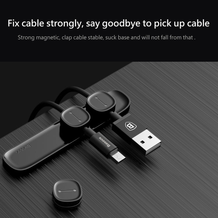 Baseus USB Cable Clip Desk Tidy Organiser Wire Lead Holder with Adhesive Backed(Black) - Cable Ties & Organizers by Baseus | Online Shopping UK | buy2fix