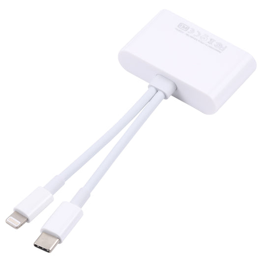 NK-103Pro 3 in 1 8 Pin + USB-C / Type-C Male to USB + TF / SD Card Reader by buy2fix