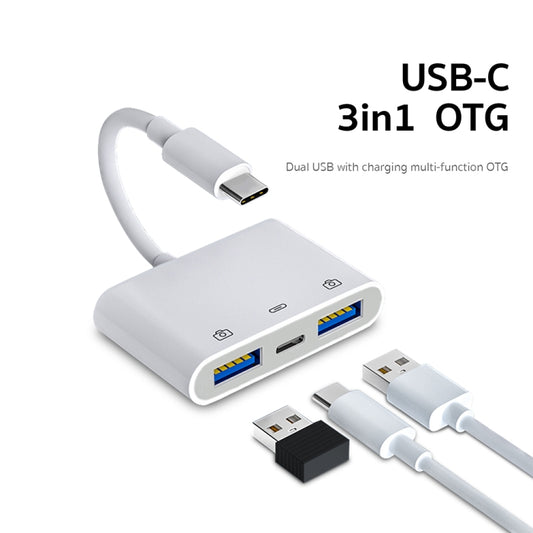 S-202 3 in 1 USB-C / Type-C Male to Type-C + 2 x USB Female Camera Adapter by buy2fix