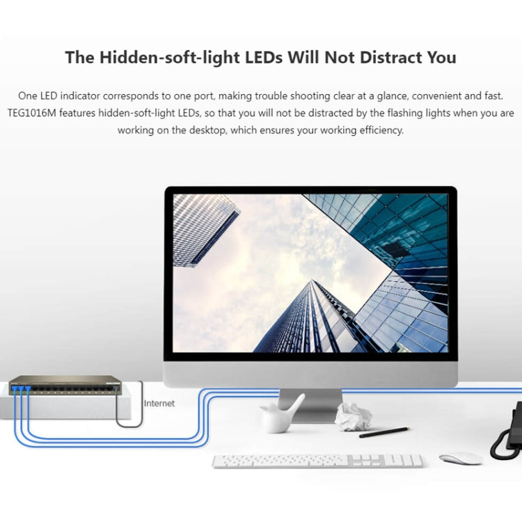 Tenda TEG1016M Desktop Metal 16-Port Gigabit Ethernet Switch Fast Establish High-Speed Network by Tenda