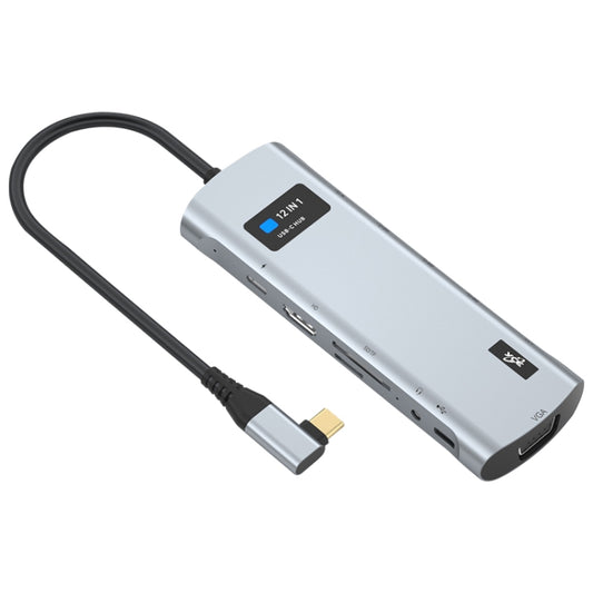 V261A 12 in 1 Elbow USB-C/Type-C to USB Digital Display Docking Station HUB Adapter by buy2fix