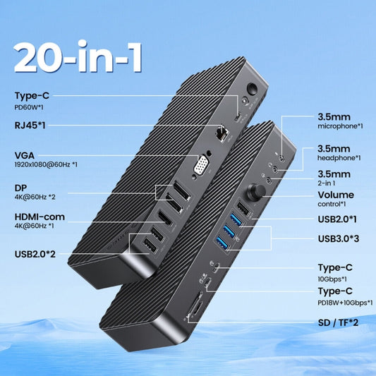 ORICO DKA20-BK-BP 10Gbps 20 in 1 Type-C 3.0 HUB Docking Station(EU Plug) by ORICO