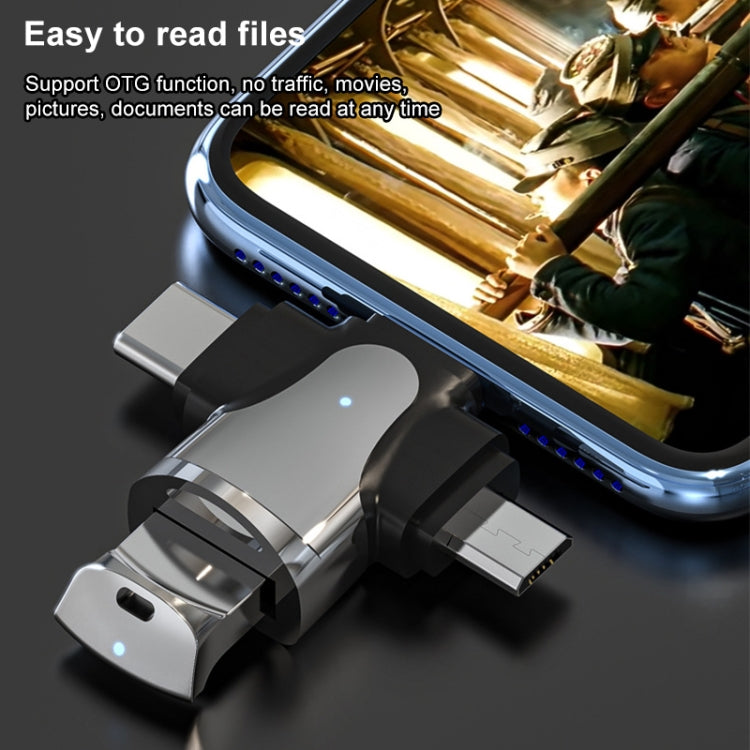 3 in 1 8 Pin + USB-C / Type-C + Micro USB Male to USB 3.0 Female Zinc Alloy Adapter by buy2fix