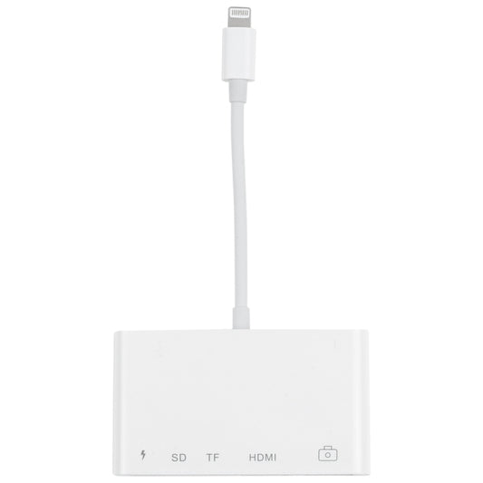 5 in 1 8 Pin Male to USB + HDMI + TF / SD Card Slot + 8 Pin Power Female OTG Digital AV Adapter by buy2fix