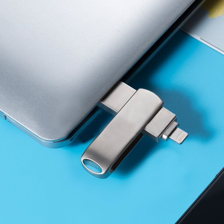 Richwell 3 in 1 64G Micro USB + 8 Pin + USB 3.0 Metal Rotating Push-pull Flash Disk with OTG Function(Silver) by Richwell