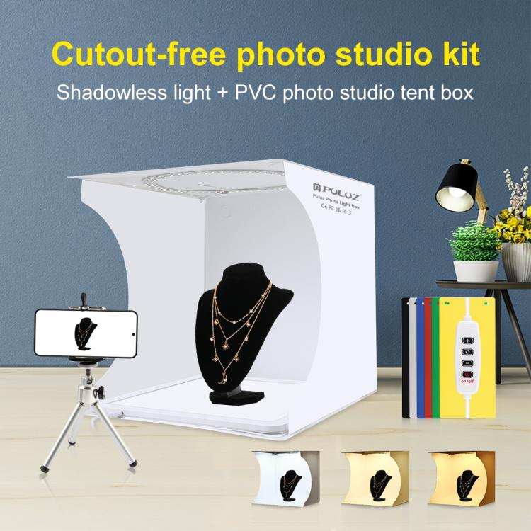 PULUZ 30cm Folding Ring Light Board Photo Lighting Studio Shooting Tent Box Kit Box with Shadowless Light Panel - by PULUZ | Online Shopping UK | buy2fix